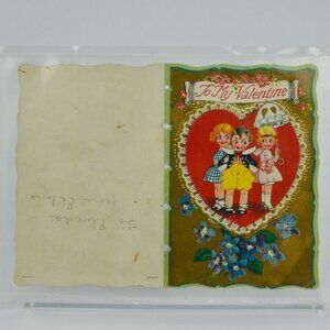 1930s Vintage Valentine Card To My Valentine Boy Two Girls
